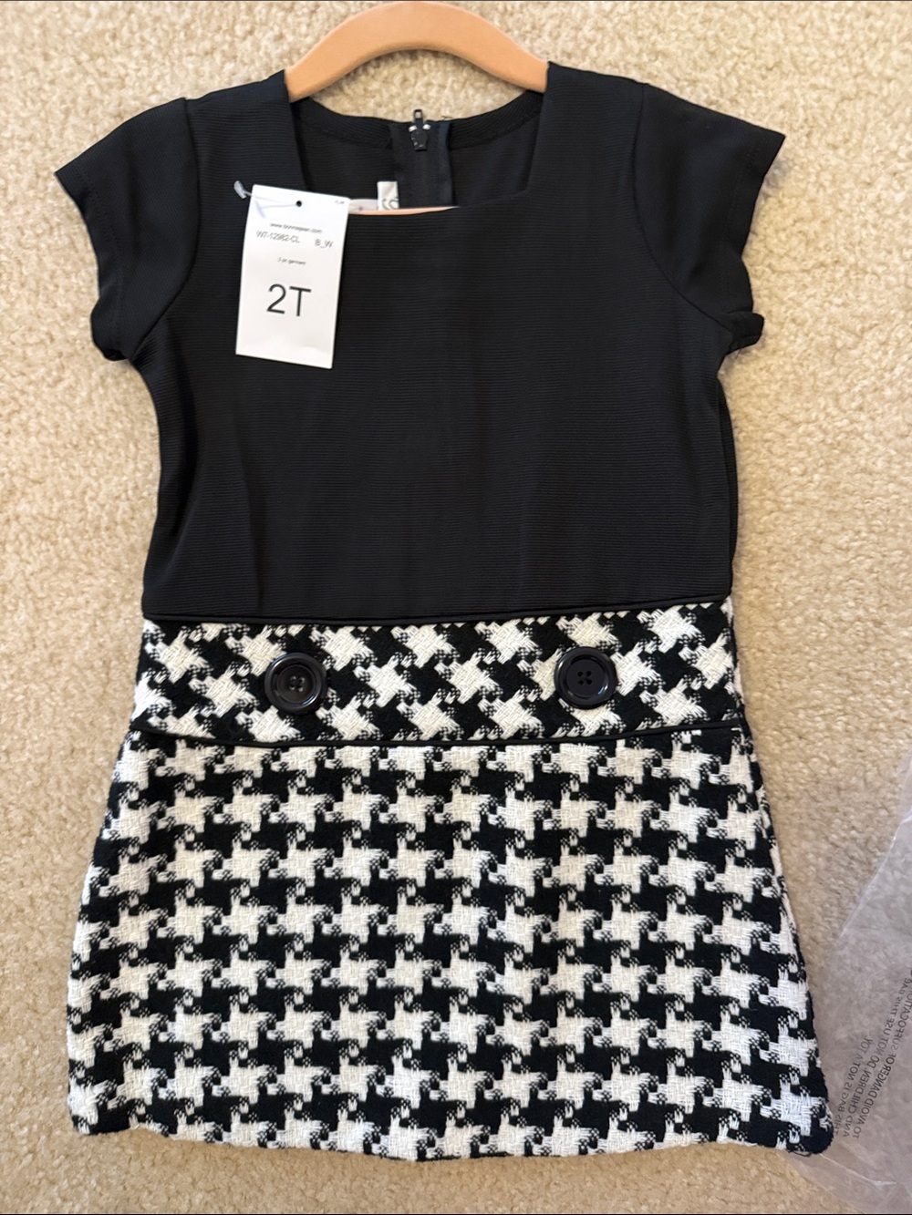 Bonnie Jean 2T NWT Black and White Houndstooth Girls Dress